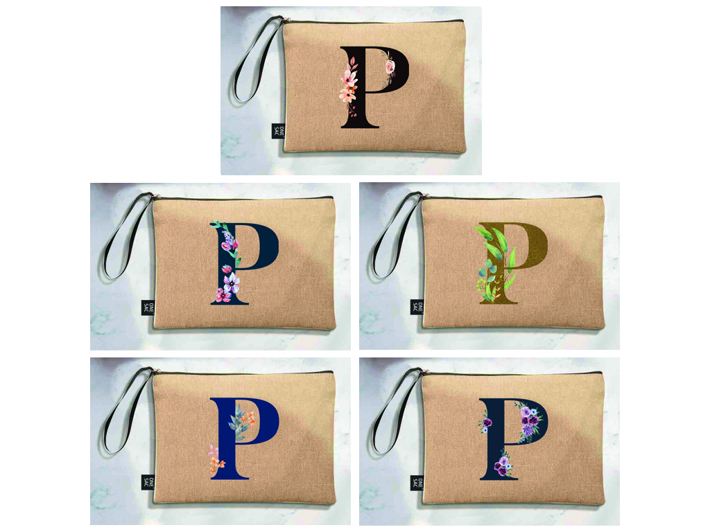Sac à main Lettre P (Modèles variés) (25 × 18 × 1 cm)